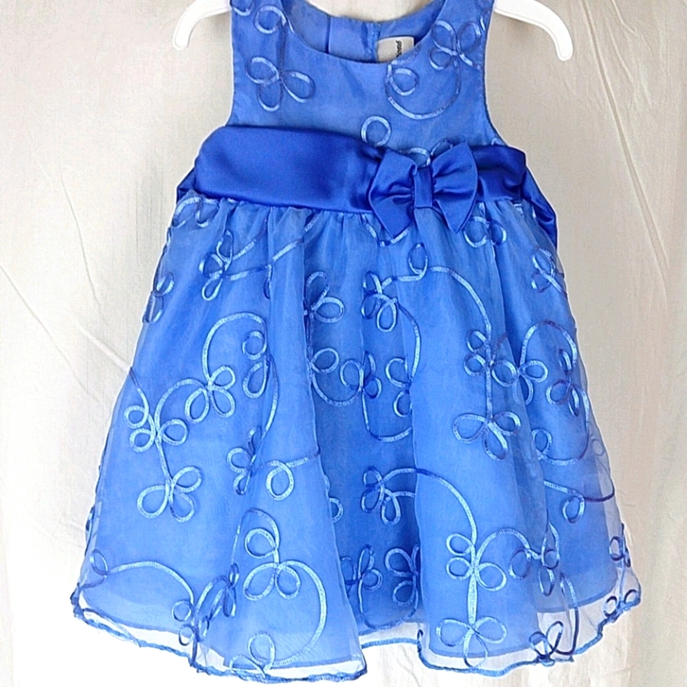 Rare Editions 18m Girl's Blue Embroidered Dress